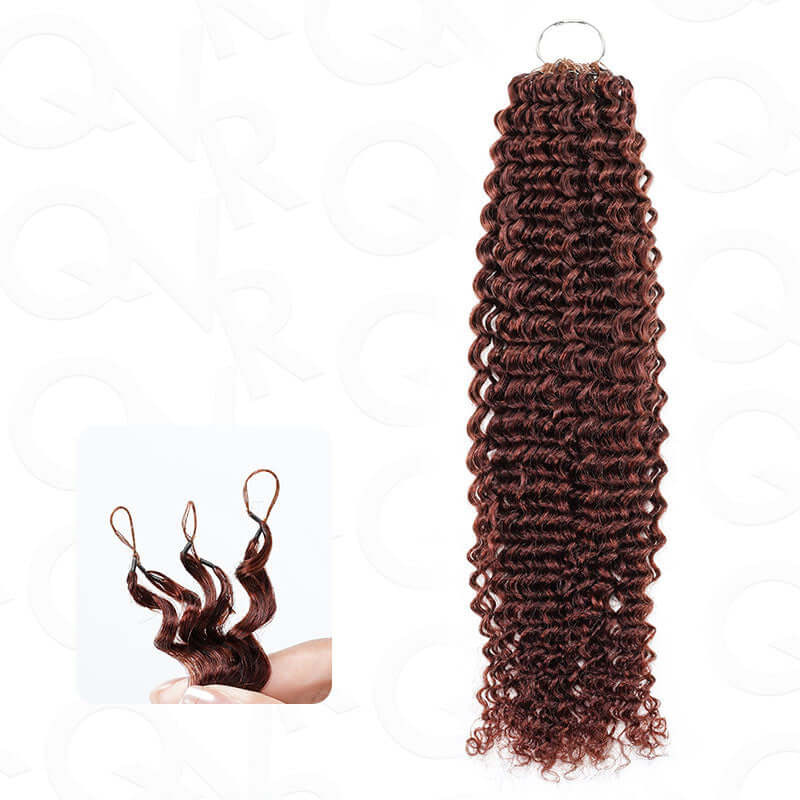 QVR Reddish Brown Crochet Weave Hair Extensions Machine Made #33B Feather Human Crochet Hair