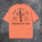 Seek First The Kingdom Of God Printed Oversize Washed T-Shirt