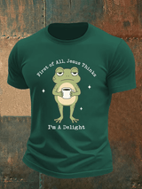 Men's Funny First Of All Jesus Thinks I’m A Delight Frog shirt