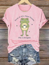 Women's  Funny First Of All Jesus Thinks I’m A Delight Frog shirt