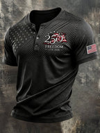Men's Vintage Independence Day Patriot Henley T-Shirt
