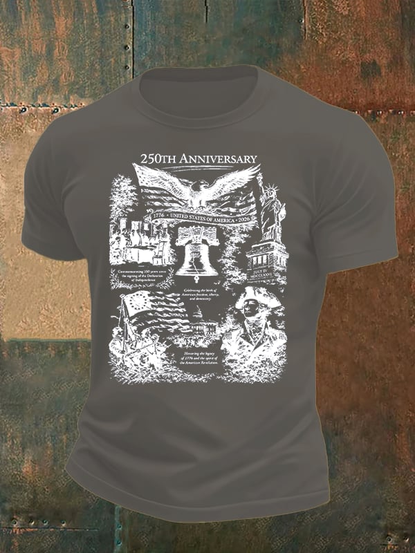 Men's  Retro USA 250th Anniversary Print T-Shirt