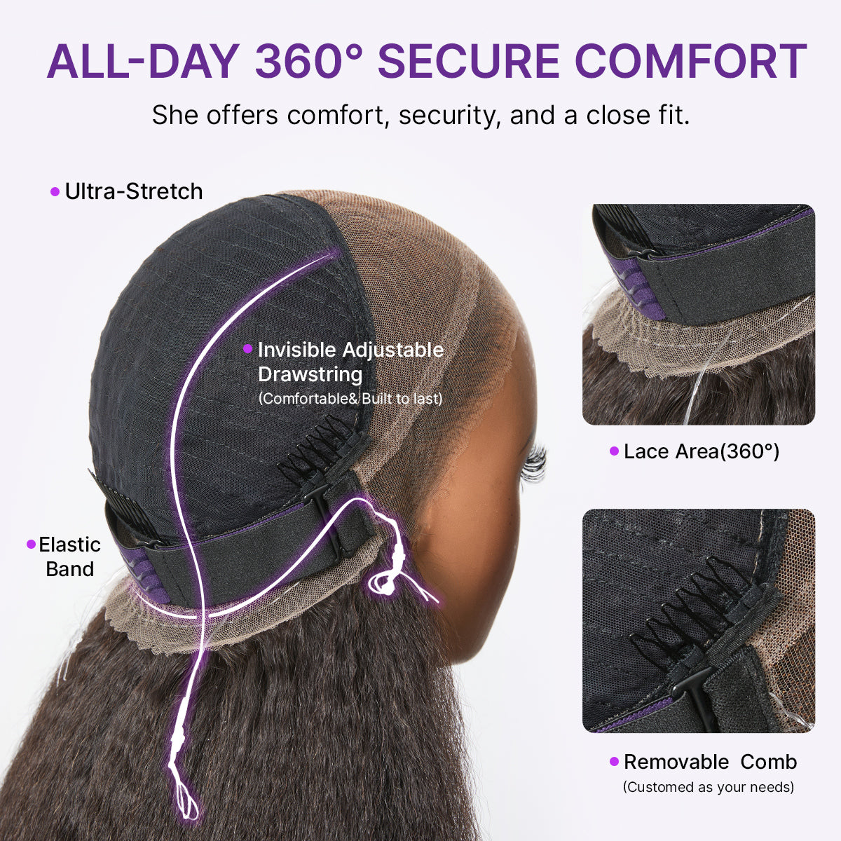 MyOwn-Fit™ 360 HD Lace Free Parting Water Wave Wig Flexi-Fit Invisi Drawstring Cap & Pre-Cut Lace