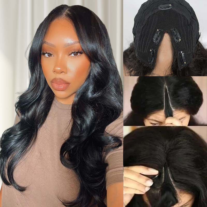 QVR Kinky Curly V Part Wigs Human Hair Beginner Friendly No Leave Out