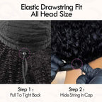 QVR Invisible Lace Edge Kinky Curly V Part Wigs Highlight #1B/30 No Leave Out Human Hair Wig