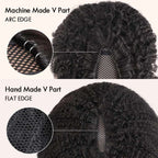 QVR V Part Kinky Straight Protective Style Wigs No Lace No Gel Glueless Kinky Human Hair Wigs For Women