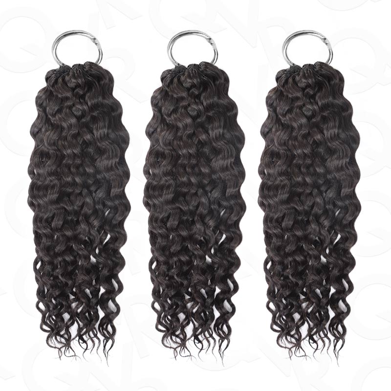 QVR Premium Chinese Hair Water Wave Virgin Human Crochet Hair Natural Black Machine Made Feather Crochet Hairstyles