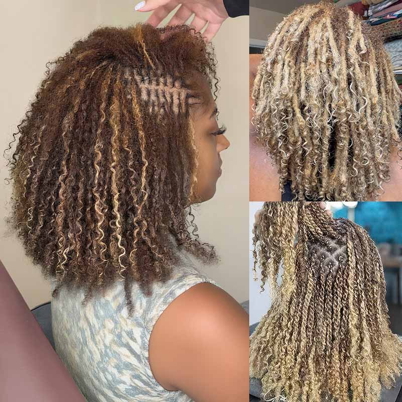 QVR 3 In 1 Afro Kinky Bulk Three Colors #4/30/27 Human Hair For Braiding Dreadlock Hair