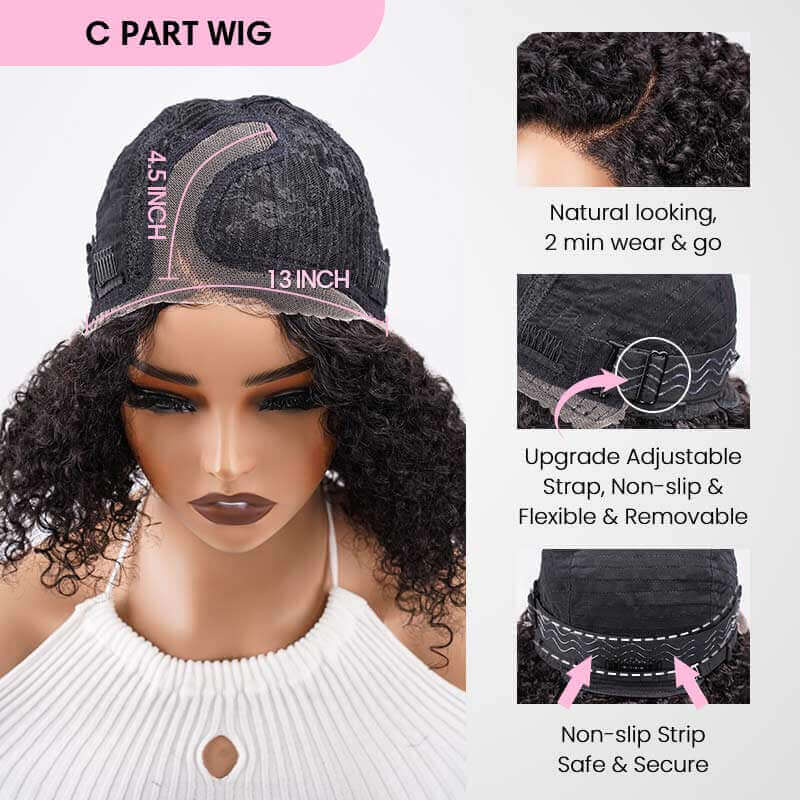 QVR Ombre Ash Blonde Short Cut Curly Wig Glueless Side Part Wig Beginner Friendly