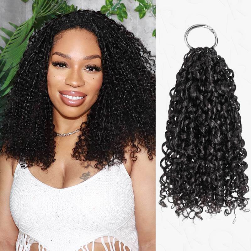QVR Deep Wave Crochet Hair Natural Black Machine Made Feather Human Hair Extension