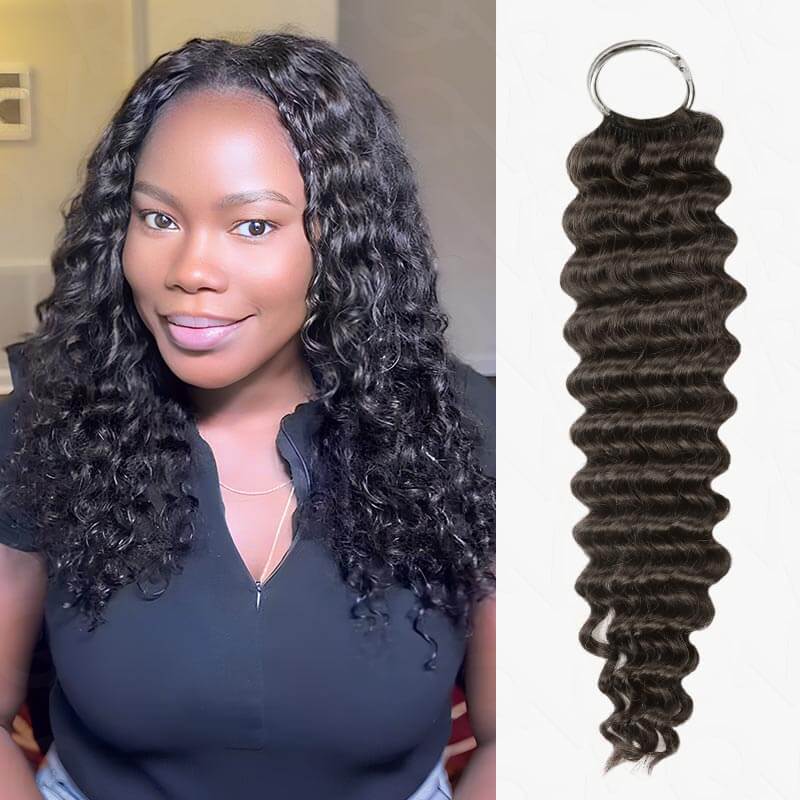 QVR Water Wave Crochet Hair Natural Black Machine Made Feather Human Hair Extension