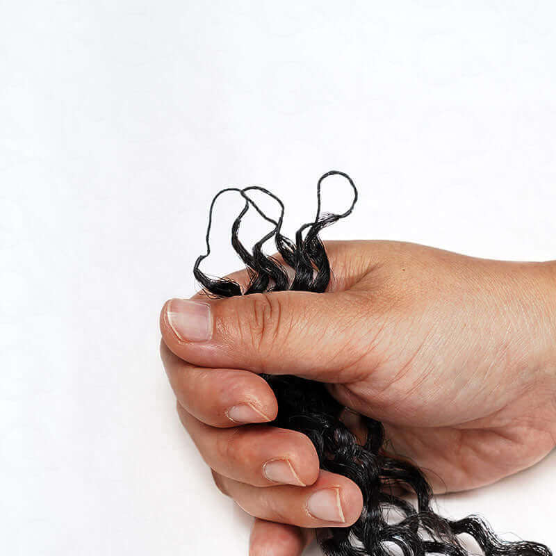 QVR Water Deep Wave Feather Crochet Human Hair Natural Black Miracle Knots Crochet Weave Hair Extensions