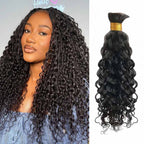 QVR Burmese Curly Boho Knotless Braids Human Bulk Hair Natural Black Human Braiding Hair Extensions