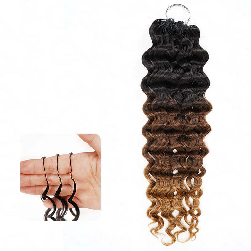 QVR Dark Brown #4 Crochet Hair Water Wave Machine Made Feather Human Hair Extension