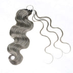 QVR Salt&Pepper Crochet Hair Body Wave Machine Made Feather Human Hair Extension
