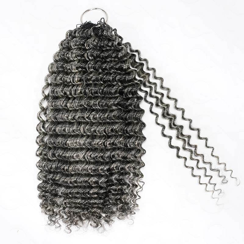 QVR Ombre #T1B/30/613 Small Kinky Curly Machine Made Feather Crochet Human Hair Extensions