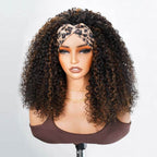 QVR Glueless Water Wave Half Wig 250% Density Human Hair Wig Natural Black Wear Go Flip Over Wig