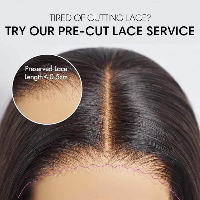 QVR Glueless Silky Straight 13x4 Pre-Cut Lace Frontal Wig 180% density Natural Black Human Hair Wigs