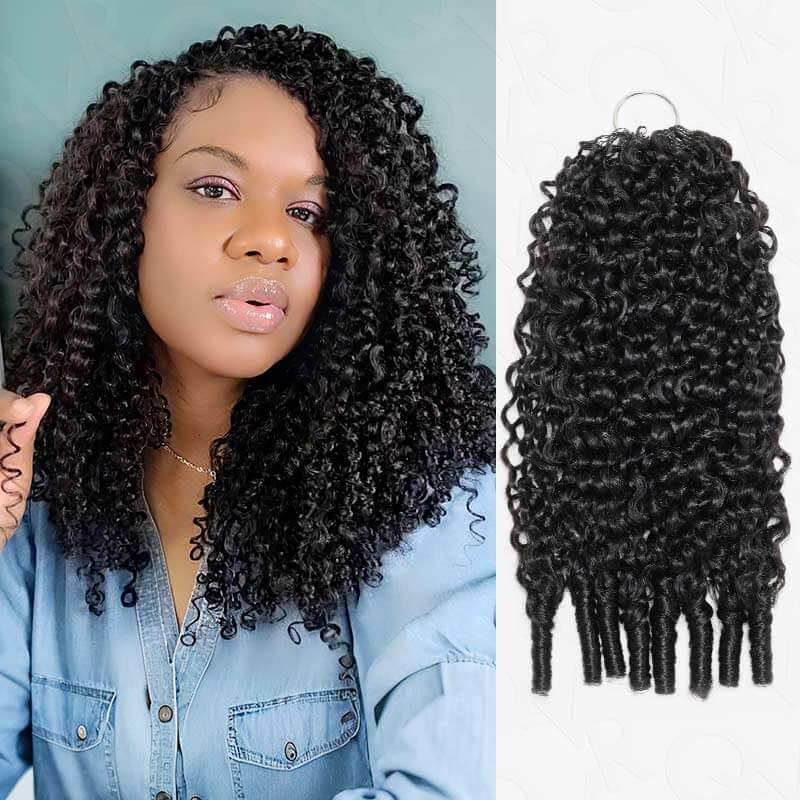 QVR Burmese Curly Crochet Hair Natural Black Machine Made Feather Crochet Human Hair Extension