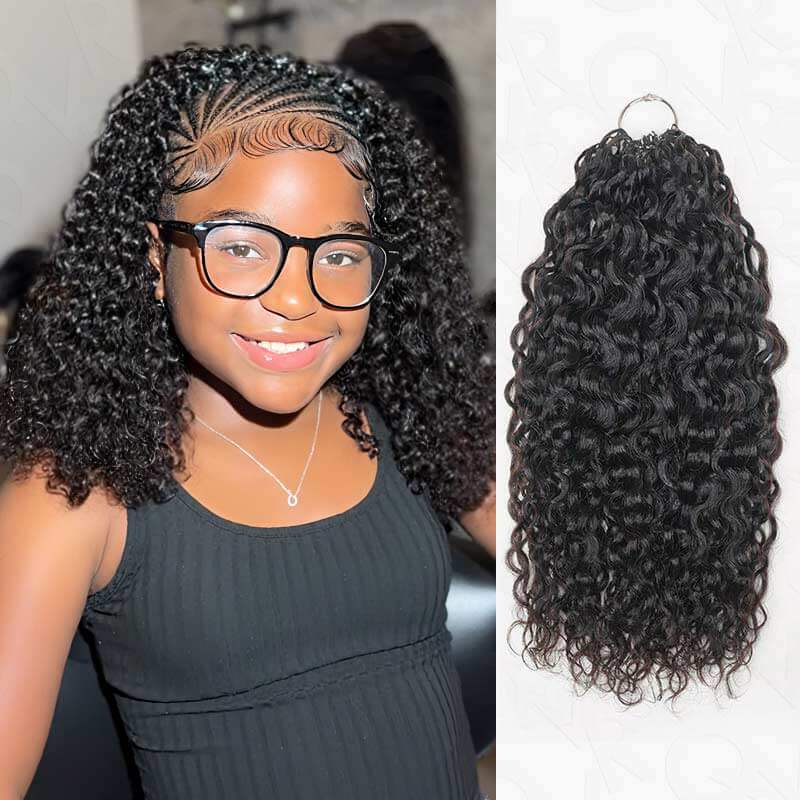 QVR Twist Curly Feather Crochet Human Hair Highlight #P4/27 Miracle Knots Crochet Weave Hair Extensions