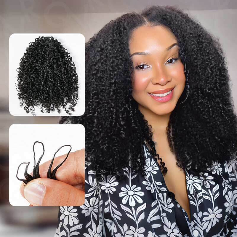 QVR Burmese Curly Crochet Hair Natural Black Machine Made Feather Crochet Human Hair Extension