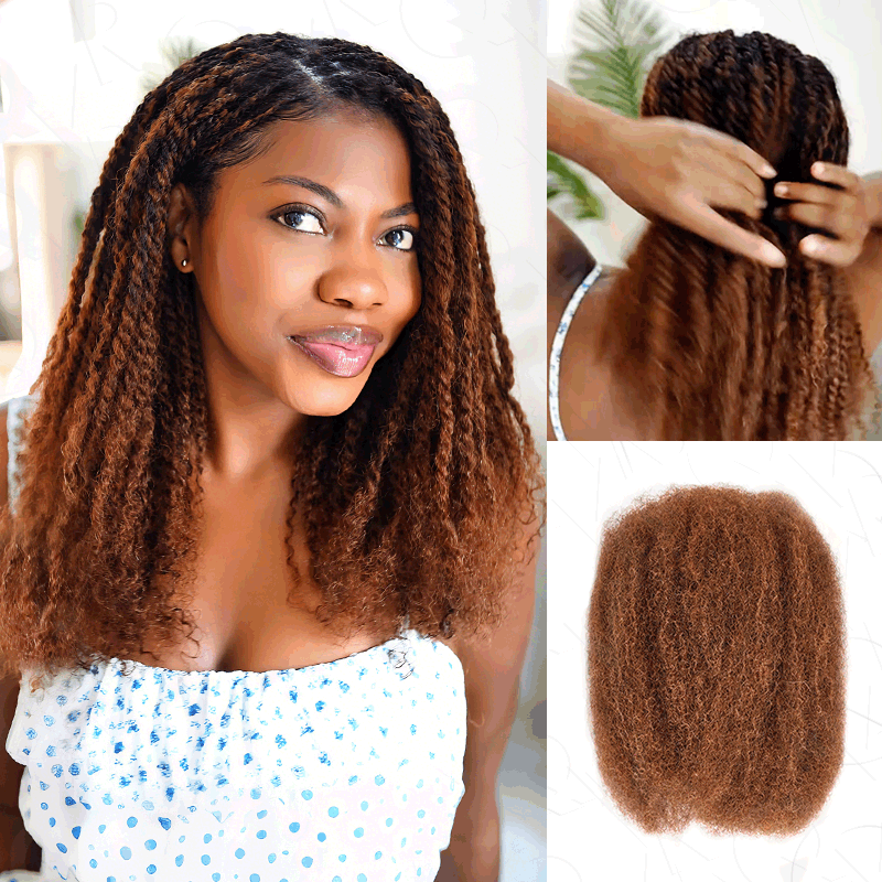 QVR Dark Brown Afro kinky Bulk Hair Extensions For Braiding Dreadlock Human Hair