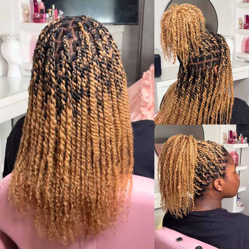 QVR Honey Blonde Color Afro kinky Bulk Hair Extensions For Braiding Dreadlock Human Hair
