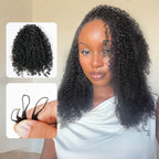 QVR Natural Black Small Kinky Curly Machine Made Feather Crochet Human Hair Extension