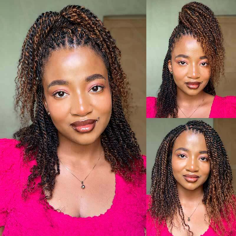 QVR Ombre Brown #T1B/4 Afro kinky Bulk Human Hair for Braiding & Twists