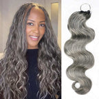 QVR Silk Straight Feather Crochet Human Hair Salt&Pepper Machine Made Crochet Weave Hair Extensions