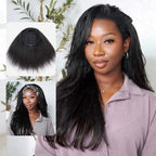 QVR Glueless Water Wave Half Wig 250% Density Human Hair Wig Natural Black Wear Go Flip Over Wig