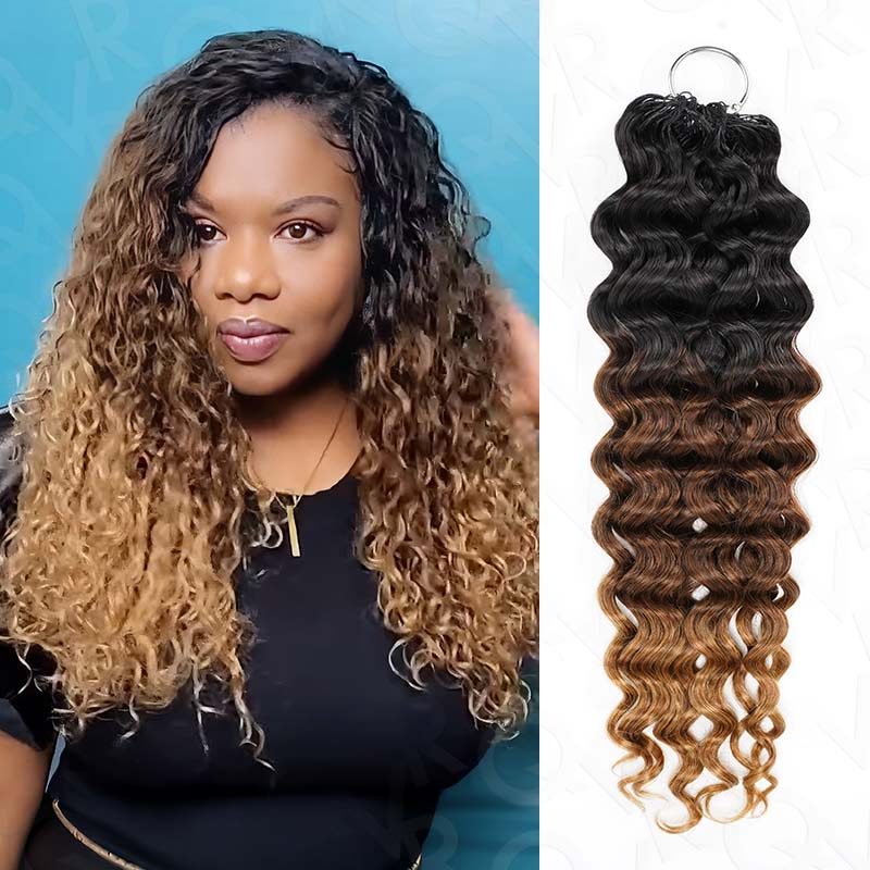 QVR Twist Curly Feather Crochet Human Hair Ombre #T1B/30/27 Miracle Knots Crochet Weave Hair Extensions