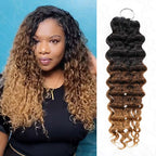 QVR Twist Curly Feather Crochet Human Hair Ombre #T1B/30/27 Miracle Knots Crochet Weave Hair Extensions