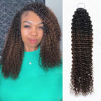QVR Burmese Curly Feather Crochet Human Hair Ombre Brown #T1B/4 Machine Made Crochet Weave Hair Extensions