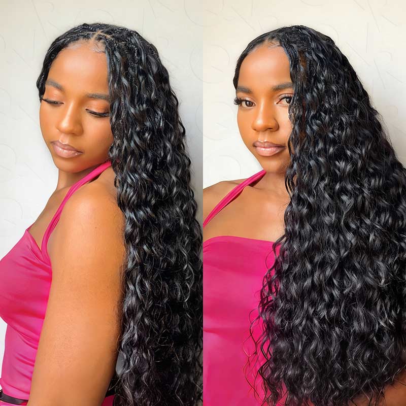 QVR Premium Chinese Hair Water Wave Virgin Human Crochet Hair Natural Black Machine Made Feather Crochet Hairstyles