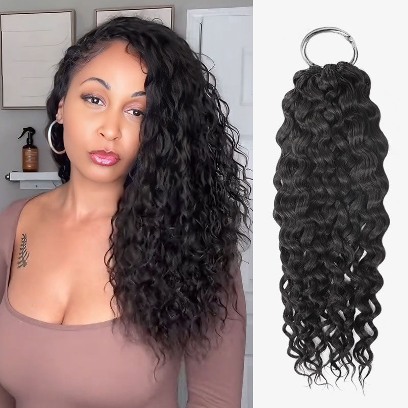 QVR Water Wave Crochet Hair Natural Black Machine Made Feather Human Hair Extension