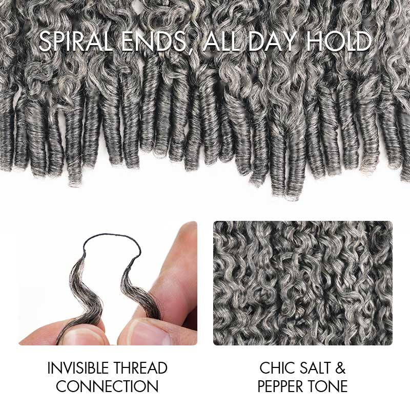Member Sale|QVR Burmese Curly Feather Crochet Human Hair Salt Pepper Crochet Hair