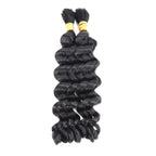 QVR Burmese Curly Boho Knotless Braids Human Bulk Hair Natural Black Human Braiding Hair Extensions