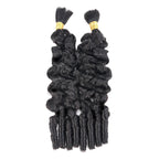 QVR Loose Deep Wave Boho Knotless Braids with Spring Curl Ends Natural Black Bulk Human Braiding Hair Extensions