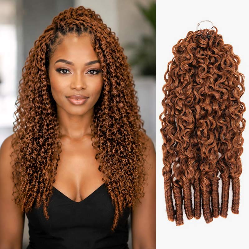 QVR Burmese Curly Feather Crochet Human Hair Highlight #P27/30 Miracle Knots Crochet Weave Hair Extensions