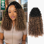 QVR Honey Caramel Mixed Highlights Feather Crochet Human Hair Water Wave Miracle Knots Crochet Weave Hair Extensions