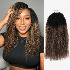 QVR Sun-Kissed Blonde Mixed Highlights Feather Crochet Human Hair Water Wave Miracle Knots Crochet Weave Hair Extensions