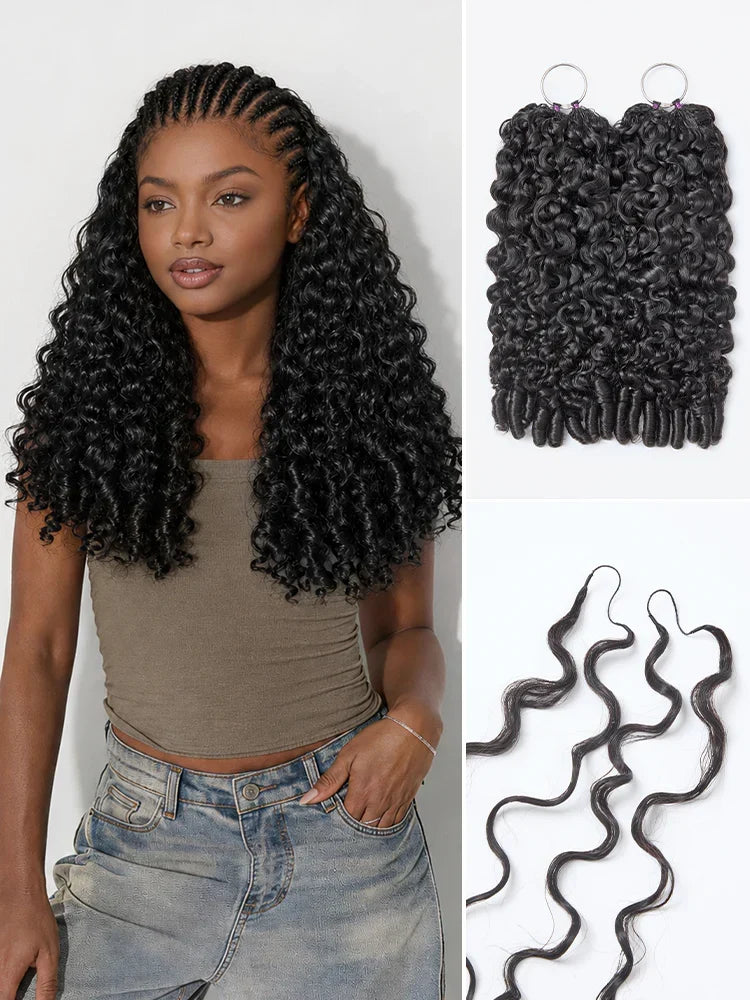 Readitress™ Pre-Separated Feather Crochet Human Hair for Miracle Knots Boho Braids | Deep Wave, Burmese Curly Protective Style (Free Gifts Included)  - US Only