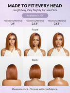 Ginger Ombre 13x4 Lace Front Glueless Blunt Cut Bob Human Hair Wig Pre-cut Lace