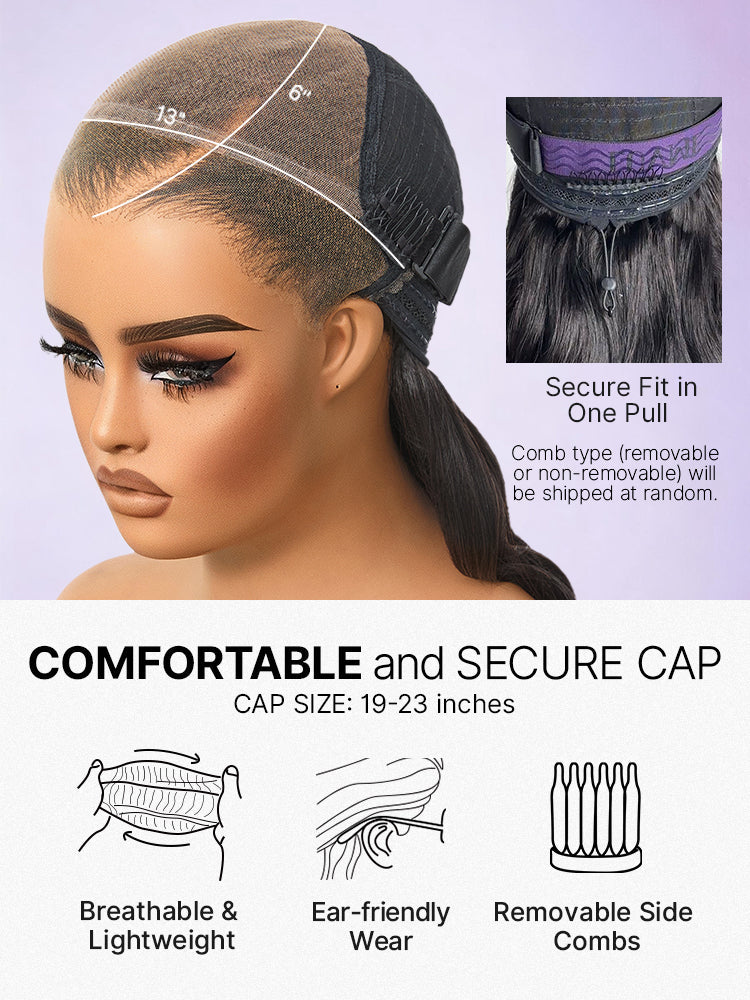 NatureMAX™ 200% Density Loose Wave Glueless 13x6 HD Lace Front Wig Human Hair Pre-Cut Lace Flexi-Fit Drawstring Cap