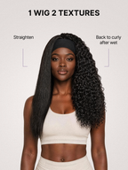 Beginner Friendly Water-Wave Wet and Wavy Headband Wig with Integrated Cooling Silk Headband, Effortless Wet-to-Dry Transformation (Get 2 Free Headbands)