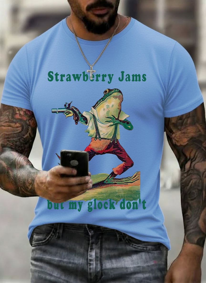 Men's Strawberry Jams but my glock don't Printed T-Shirt