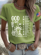 Retro God Says I Am American 250th Anniversary Print T-Shirt