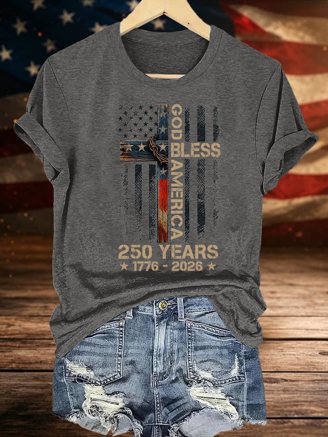 Women's GOD BLESS AMERICA Printed T-Shirt