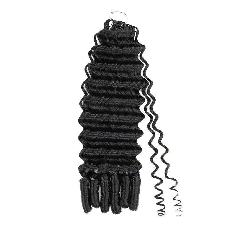 QVR Kinky Straight Feather Crochet Human Hair with Sprial Ends Machine Made Crochet Weave Hair Extensions